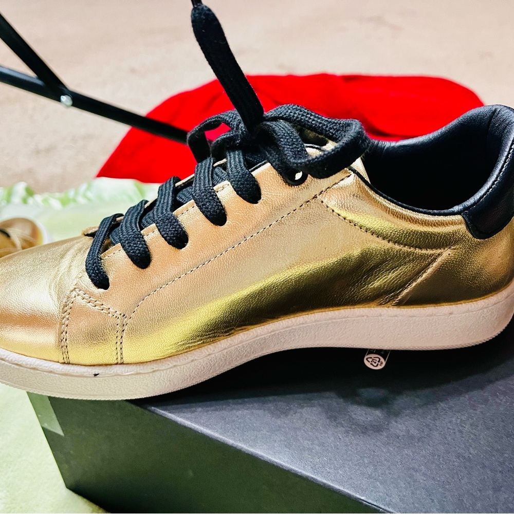 Valentino Gold and Black Sneakers with Metallic Finish - Picture 8 of 16
